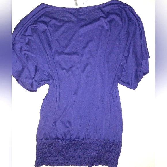 ☆NWT☆Gorgeous Plus Size Mi Manchi Royal Purple Silver Metallic Butterfly Blouse☆ - Picture 11 of 15